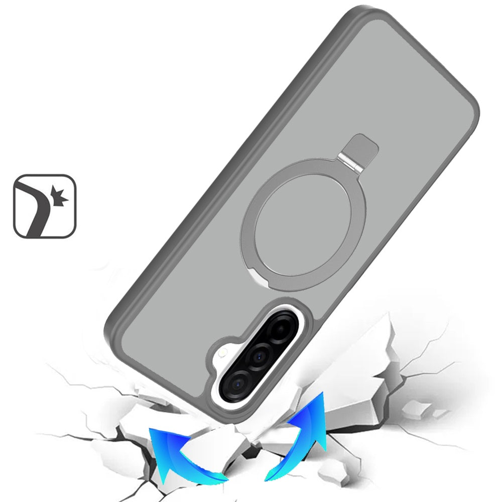 For Samsung Galaxy A57 Magnetic Circle Back with Ring Stand Full Rotation Matte Hybrid Shockproof Case Cover