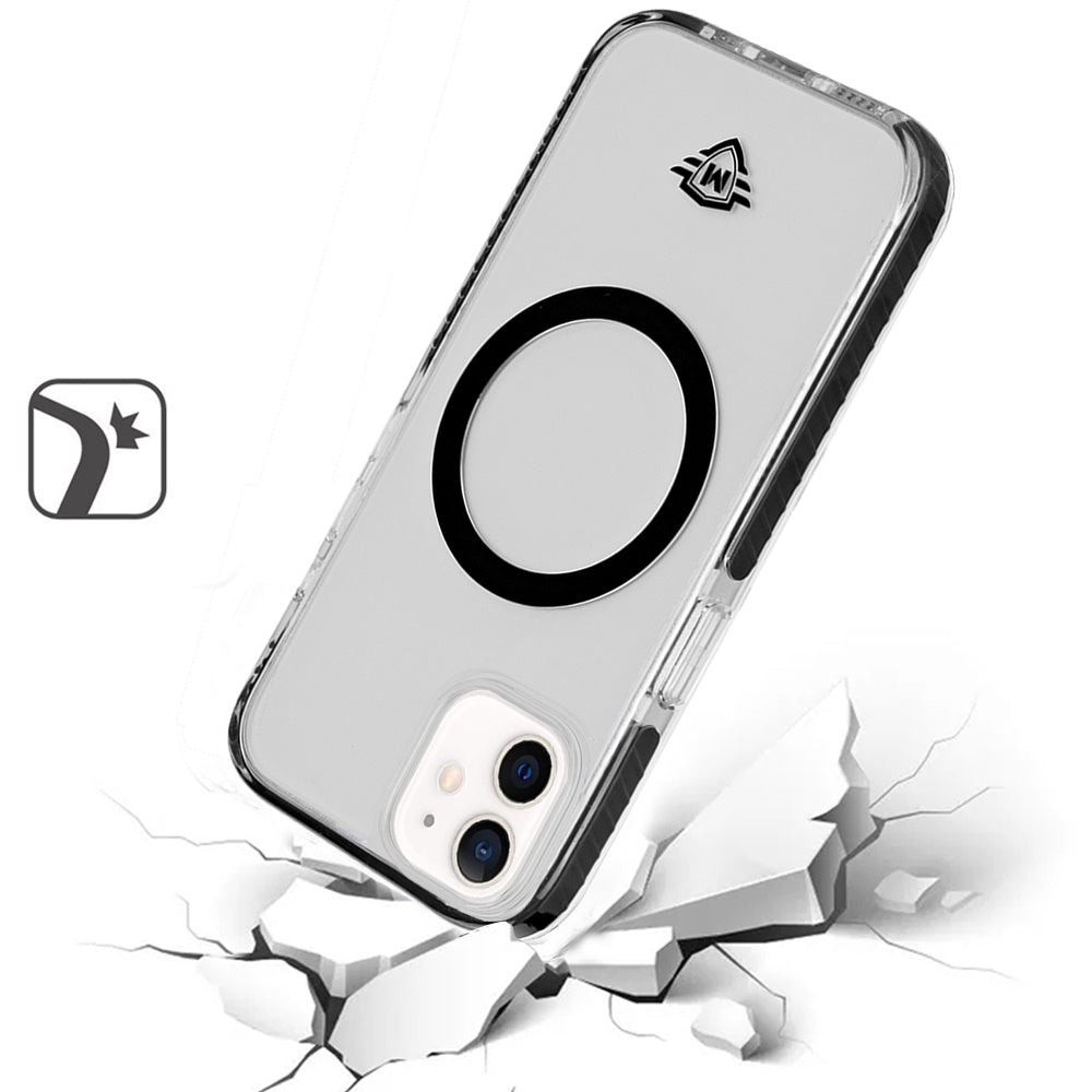 For Apple iPhone 16 Pro Max (6.9") Premium Hybrid Clear TPU Circle Magnetic [Compatible with MagSafe] Shockproof Frame Bumper Case Cover