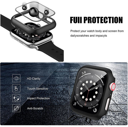 For Apple Watch Size 42mm Slim Hard PC Bumper, Clear Touch Full Coverage with Built in Tempered Glass Screen Protector Case Cover Clear