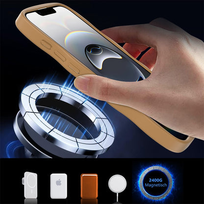 For Apple iPhone 17E /16E Grip Hand Magnetic Hybrid Case Shockproof Protection Matte Skin Rubber TPU + PC Case Cover Coffe