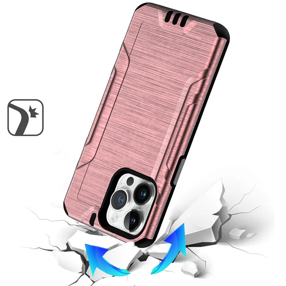 Phone Case for Apple iPhone 15 Pro Brushed Hybrid Dual Layer Shockproof Rugged Armor Reinforced Bumper Scratch Resistant Slim Fit Cover Pink