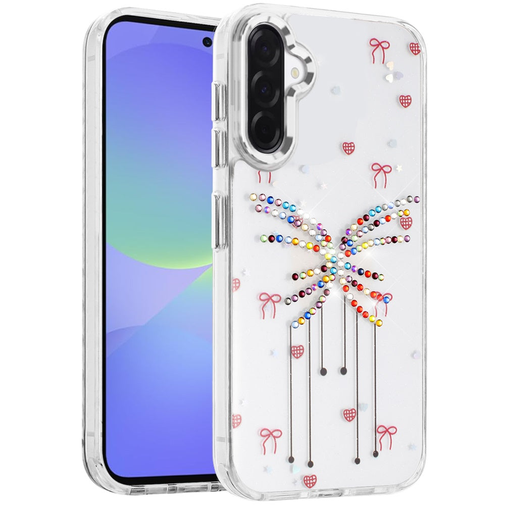 Phone Case for Samsung Galaxy A56 / A36 Butterfly Resin Epoxy Diamond Bling Metal Edge Shockproof Hybrid Luxury Protective Durable Stylish Fashion Grip Cover Rose Gold