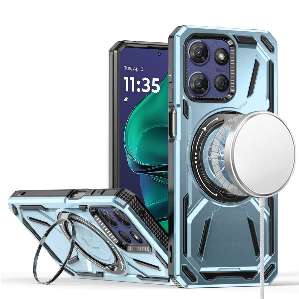 For Motorola Moto G Stylus 5G 2025 Hybrid Magnetic Ring and 360° Rotational Kickstand with MagSafe Compatible, Military Grade Drop Protection Case Cover