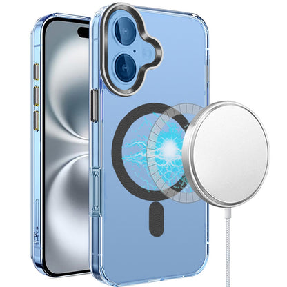 For Samsung Galaxy S26+ / S26 Plus Clear Transparent Case Matching Circle Design, Hybrid TPU Hard Shell, Support Magsafe Charger Case Cover Black