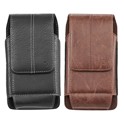 For Apple iPhone 16 Pro (6.3") Universal Vertical Leather Case Holster with 360° Rotation Belt Clip & Credit Card Slots Holder Phone Carrying Phone Waist Pouch [Brown]