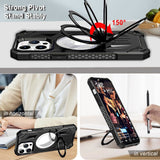 For Apple iPhone 15 Pro (6.1") Hybrid Magnetic Ring Stand Invisible Foldable Military Grade Shockproof Fit with Magsafe  Phone Case Cover