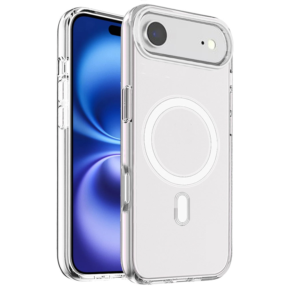 For Apple iPhone 17 AIR MagSafe Compatible Transparent Hybrid Case with Magnetic Circle, Shock Absorption TPU Rubber Case Cover Clear