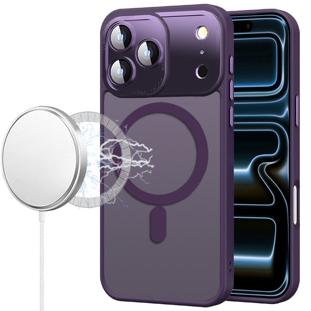 For Apple iPhone 17 Pro (6.3") Complete Protection HQ Matte Translucent Hybrid Shockproof w/ Camera Protector Compatible with MagSafe Case Cover Purple