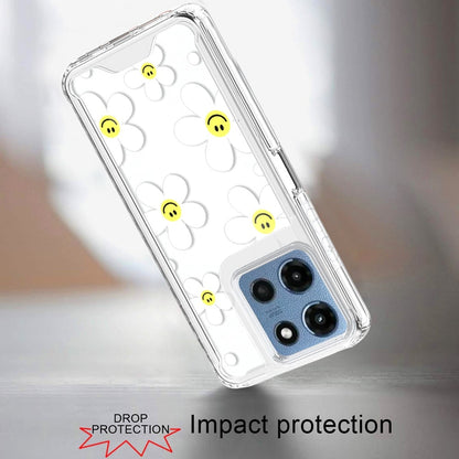 Phone Case for Motorola Moto G 5G 2026 / 2025 Beautiful Fashion Design TPU Shockproof Hybrid Rubber PC Slim Lightweight Protective Stylish Pattern Cover White Daisies with Yellow Smiley Faces