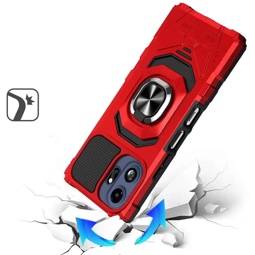 Phone Case for TCL 70 Pro Rugged Hybrid Dual Layer Magnetic Ring Stand Armor Shock Absorbing Heavy Duty TPU Reinforced Bumper Cover