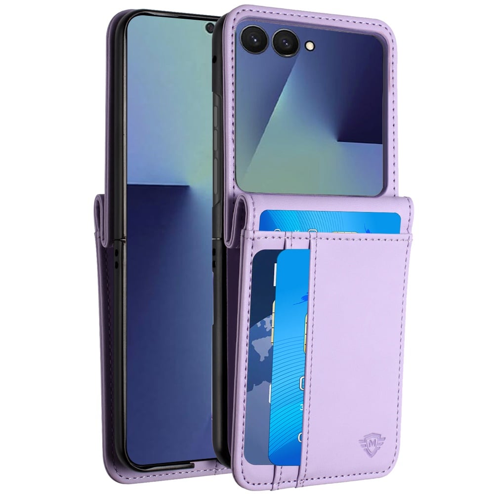 Phone Case for Samsung Galaxy Z Flip 8 Leather Credit Card Slots Holder Wallet Style Hybrid Shockproof Protective Slim Fit Pouch Shell Cover