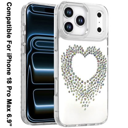 Phone Case for Apple iPhone 18 Pro Max Angel Hearts Bling Shimmer Colorful Glitter Chrome Edge Shockproof Stylish Hybrid Design Cover