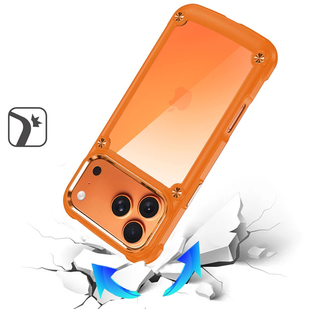 For Apple iPhone 17 Pro (6.3") Tough Modern Fused Hybrid Armor Hard PC TPU Rubber Shockproof Drop Protection Impact Case Cover Cosmic Orange