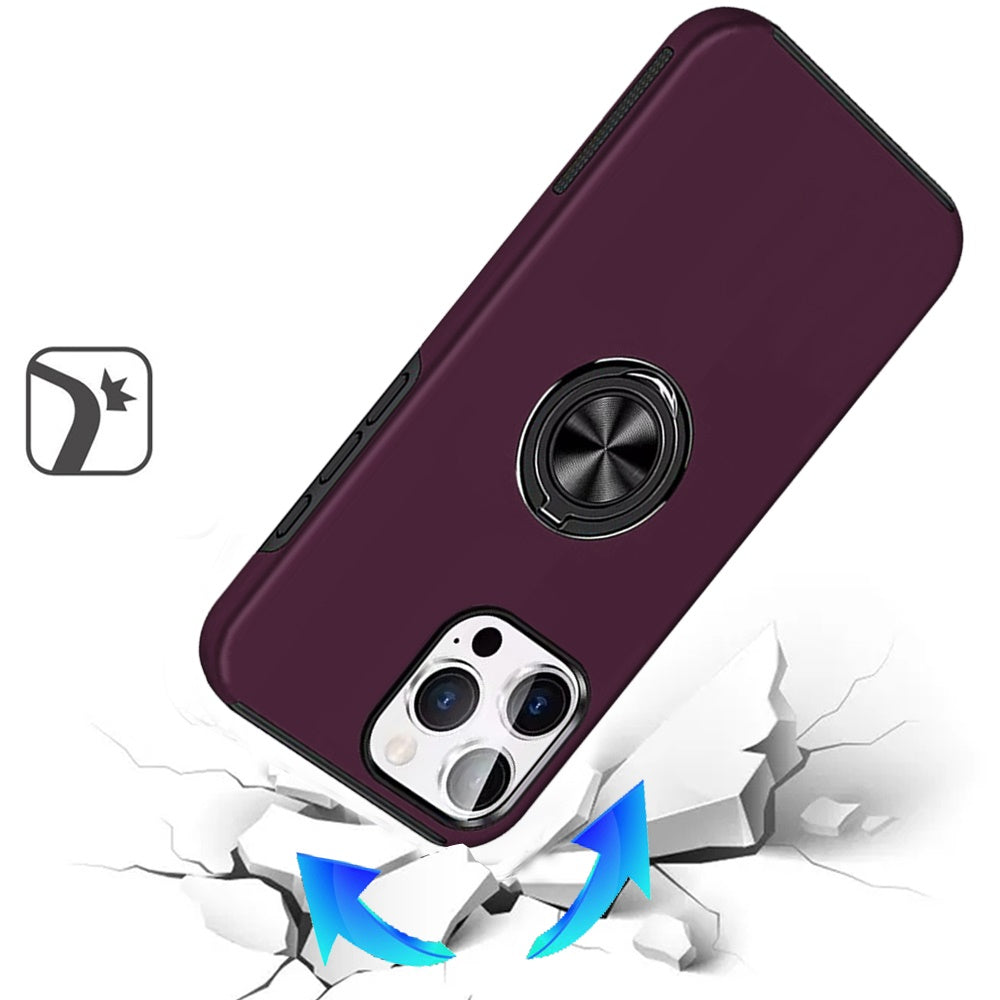 Phone Case for iPhone 16 Pro Max (6.9") Invisible Ring Stand Shockproof Anti Slip Durable Grip Protective Hybrid Fit Magnetic Car Mount Holder Cover Purple