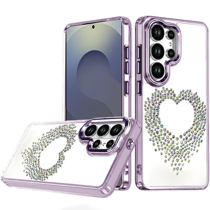 For Samsung Galaxy S26+ / S26 Plus Angel Hearts Bling Glitter Diamond Hybrid TPU Cover, Colorful Frame Shockproof Protective Back Case Cover
