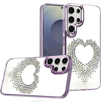 For Samsung Galaxy S25 Fan Edition /Galaxy S25 FE Angel Hearts Bling Glitter Diamond Hybrid TPU Cover, Colorful Frame Shockproof Protective Back Case Cover Purple