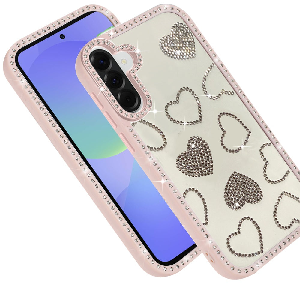 For Samsung Galaxy A37 Spread Love Glitter Shimmer Bling Diamond Edge Hybrid Drop Protection Shockproof Design Case Cover