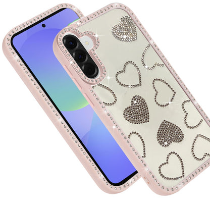 For Samsung Galaxy A37 Spread Love Glitter Shimmer Bling Diamond Edge Hybrid Drop Protection Shockproof Design Case Cover