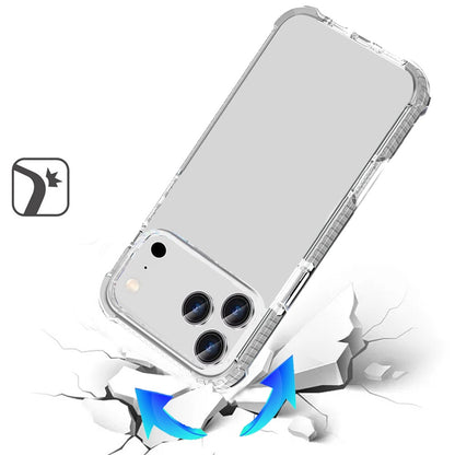 For Apple iPhone 17 Pro Max Hybrid Transparent Acrylic Rubber Gummy Hard PC Silicone TPU Color Bumper Frame Shockproof Case Cover Clear / White