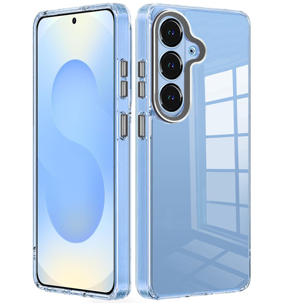 For Samsung Galaxy S23+ / S23 Plus Transparent Clear Hybrid with Matching Metal Buttons and Camera Protection Hard PC + TPU Rubber Case Cover Black