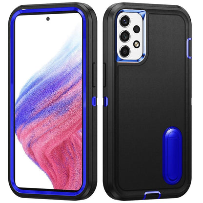 For Apple iPhone 16 Pro (6.3") Hybrid 3 Layers Hard 3in1 Shockproof with Kickstand Heavy Duty Hard TPU Rubber Anti-Drop Case Cover Black / Blue