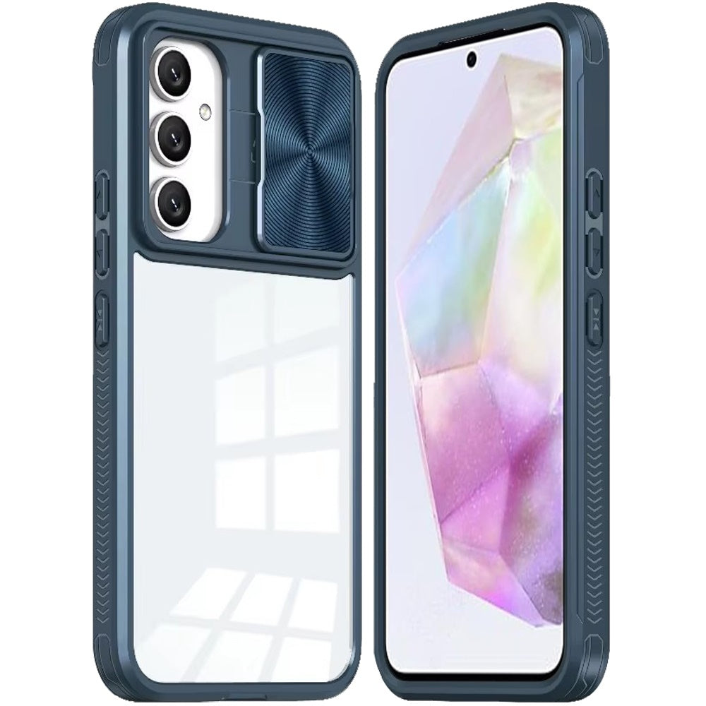 For Samsung Galaxy A36 Hybrid Cases with Sliding Camera Cover Transparent Shockproof Bumper TPU Protective Case Cover