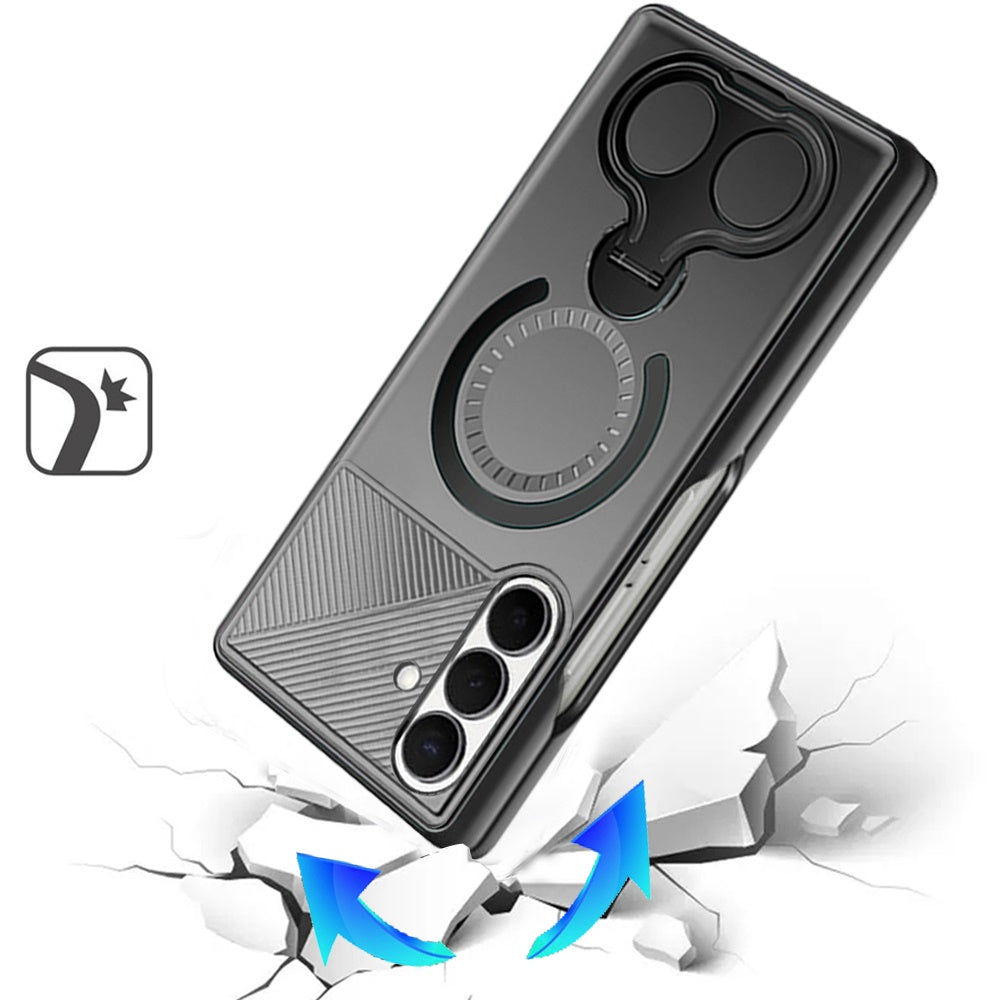 Phone Case for Samsung Galaxy Z Fold 8 Ultra Magnetic 2 Ring Stand Car Mount Friendly Shockproof Rugged Grip Armor Dual Ring Kickstand Heavy Duty Hybrid Cover