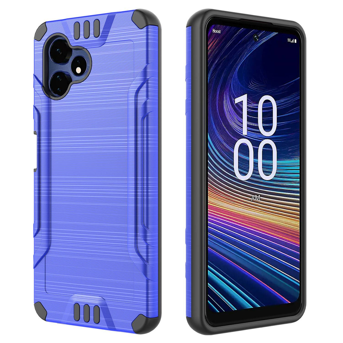 Phone Case for Boost Celero 5G Velocity Brushed Metal Look Hybrid Sleek Textured Finish Distinctive Modern Style Protective Rugged Grip Panel Design Cover