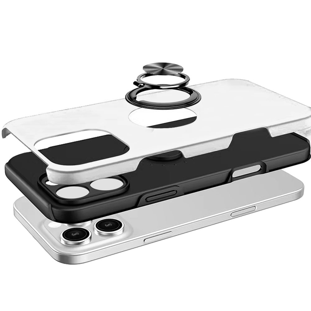 For Samsung Galaxy S25 EDGE Hybrid 360 Degree Rotatable Metal Invisible Ring Stand Holder Slim Fit Magnetic Car Mount Shockproof Case Cover Silver