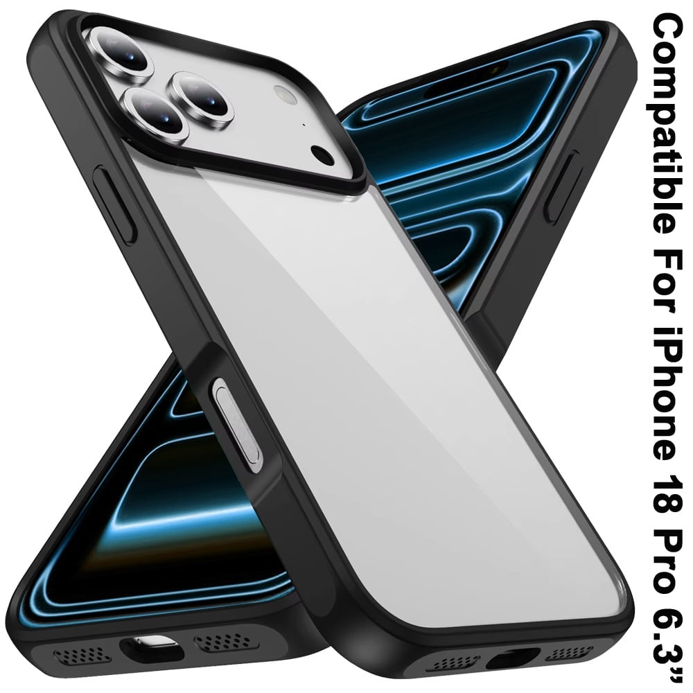 Phone Case for Apple iPhone 18 Pro Transparent Thick 2.0mm Hybrid Shockproof Rubber TPU Protective Slim Fit Grip Durable Clear HQ Design Cover