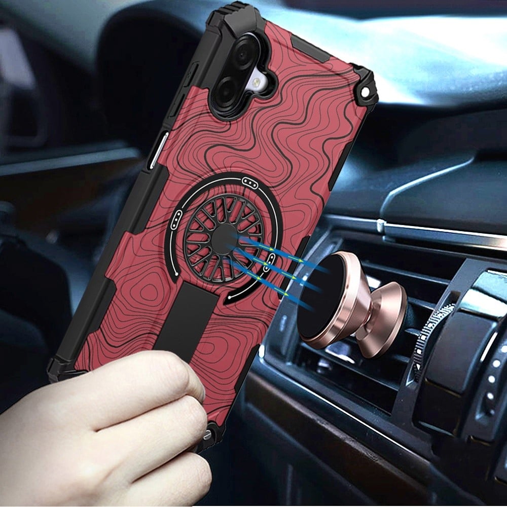 Phone Case Cover for Samsung Galaxy A07 4G Magnetic Invisible Kickstand Holder with CD Texture Design, Shockproof Hybrid Military Grade Heavy Duty Cover