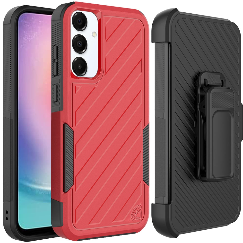 For Samsung Galaxy A36 Rugged 2in1 Armor Combo Belt Clip Holster, Non-Slip Tough Hybrid lined Shockproof Case Case Cover