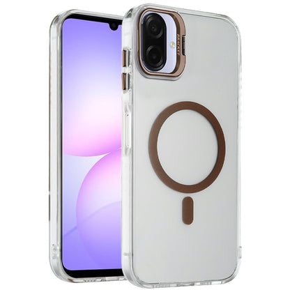 Phone Case for Samsung Galaxy A08 4G, A07 5G, A07 4G Clear Metallic Camera Stand Magnetic Hybrid TPU Shockproof Grip Camera Protection Kickstand Durable Armor Cover