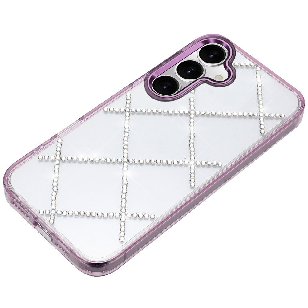 For Samsung Galaxy S26+ / S26 Plus Gem Glitter Diamond Bling Clear Hybrid TPU Cover, Colorful Shockproof Protective Back, Slim Fit for Women Girls Case Cover Dark Purple