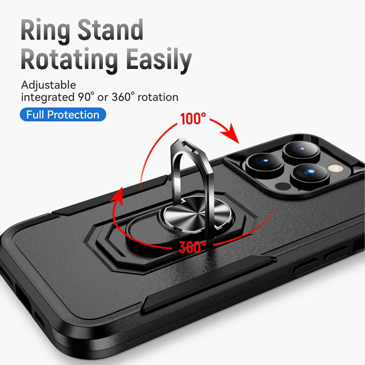 For Samsung Galaxy A16 Slim Hybrid Case with Ring Stand 360° Rotate & Magnetic Back Grip Kickstand Military Grade Shockproof Protector