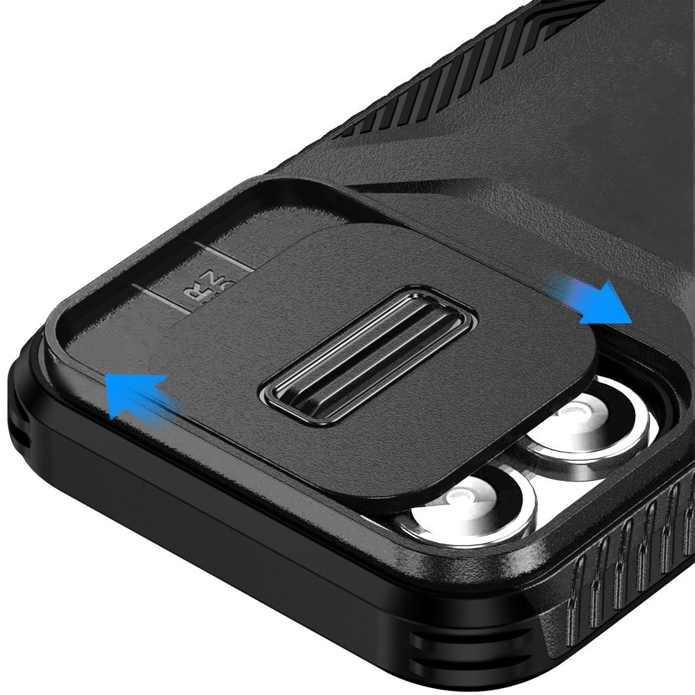 For Apple iPhone 17 (6.3") Slim Fit Shockproof Hybrid with Slide Camera Window Covering, Rugged Tpu Silicone Hard PC Bumper Case Cover