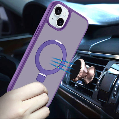 Phone Case for Apple iPhone 14/13 Magnetic Ring Stand Full Rotation Matte Shockproof Grip Anti Slip Durable Camera Protection Hybrid Cover Dark Purple