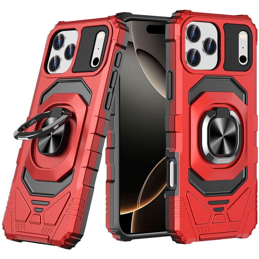 For Apple iPhone 17 Pro (6.3") Hybrid Dual Layer with 360° Rotate Magnetic Ring Stand Holder Kickstand TPU Rugged PC Shockproof Case Cover