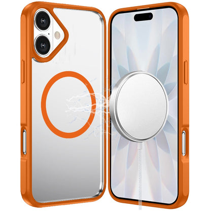 For Apple iPhone 17 (6.3") Magnetic Circle HQ Transparent Clear TPU Thick 2.0mm Frame Hybrid Shockproof Protector Case Cover Cosmic Orange