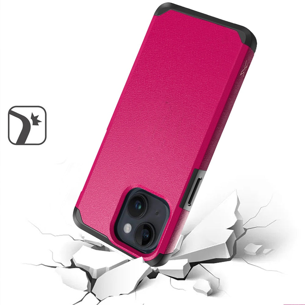 Phone Case for iPhone 14/13 Premium Slim Tough 2in1 Hybrid Case Dual-Layer PC TPU Rubber Armor with Shockproof Protection Cover Pink