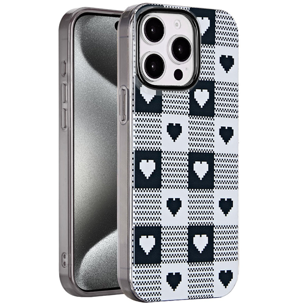 For Apple iPhone 15 Pro Max Fashion Layer Design Slim IMD TPU Protective, Shockproof Hybrid Stylish Durable Hard PC Case Cover