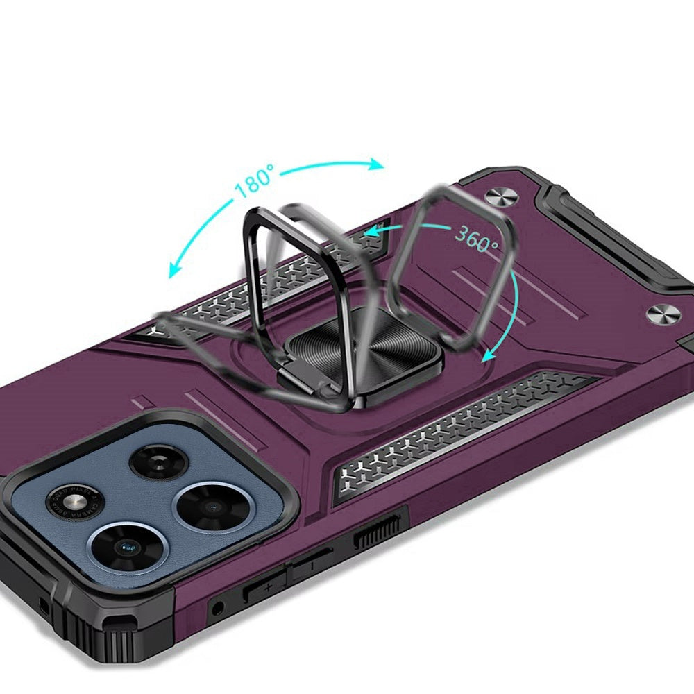 Phone Case for Moto G Stylus 5G 2026, Moto G Stylus 5G 2025 Magnetic Car Mount Hybrid Ring Stand Shockproof Rugged Grip Armor Heavy Duty Protective TPU Durable Cover Purple