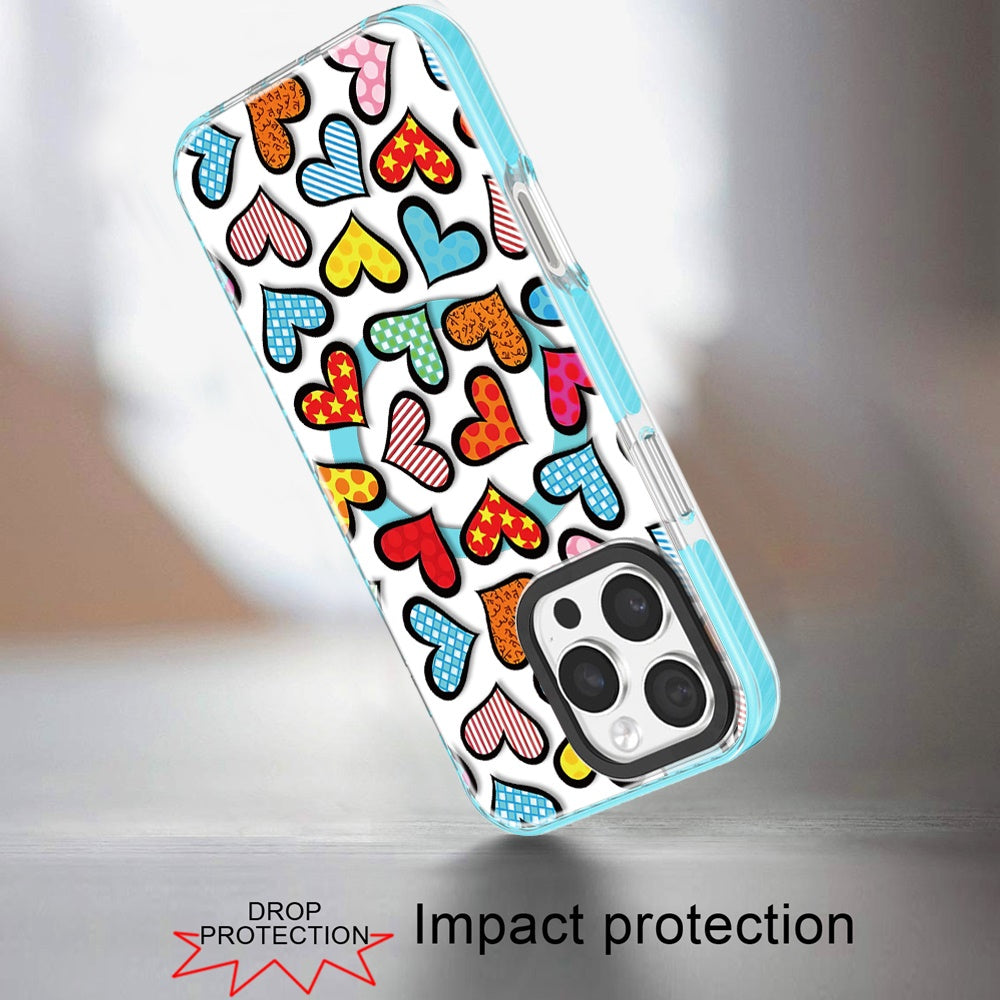 For iPhone 16 Pro Max (6.9") Magnetic Hybrid Stylish Design IMD Pattern, Compatible with MagSafe, Slim TPU Protector