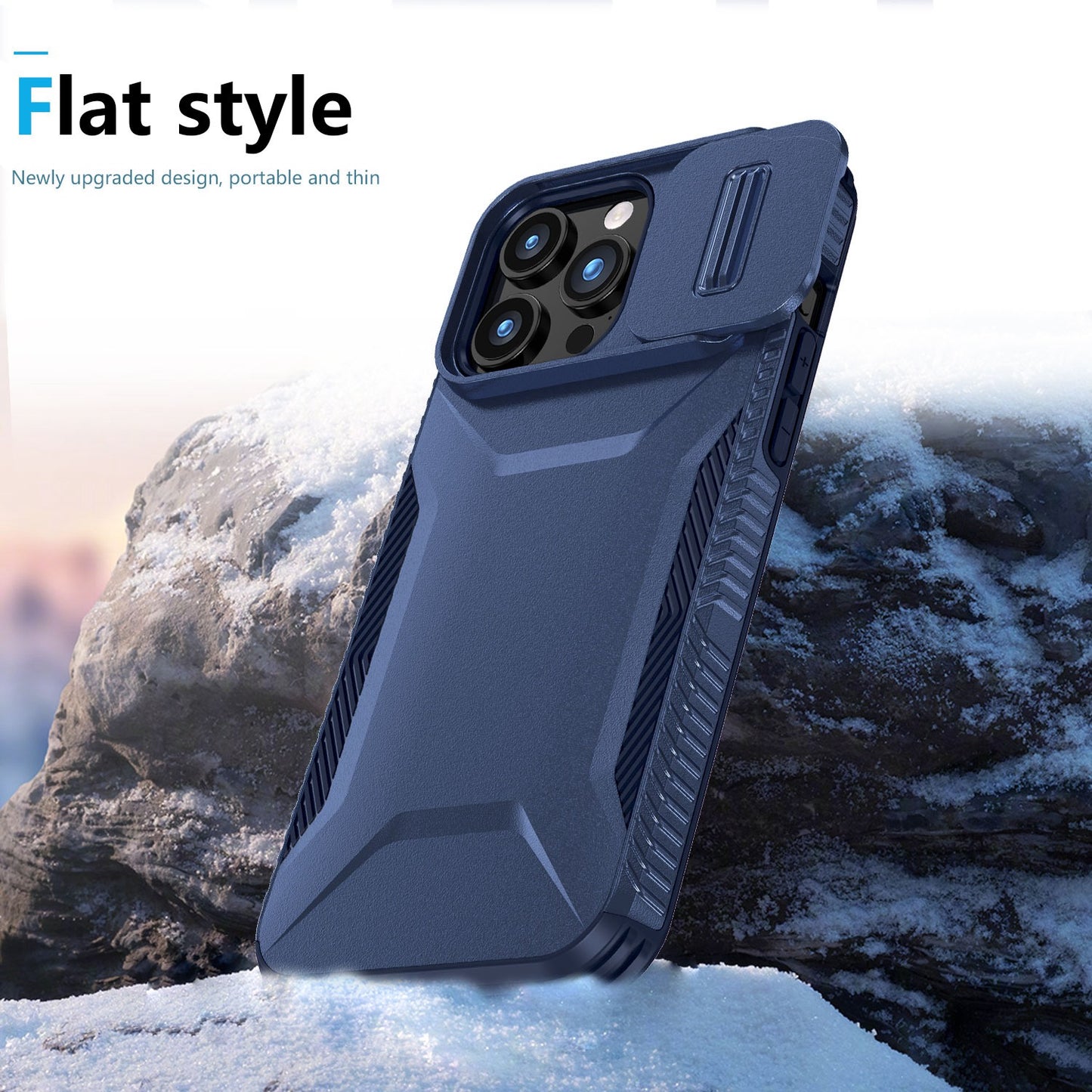 For Samsung Galaxy S23 Ultra Slim Fit Shockproof Hybrid with Slide Camera Window Covering, Rugged Tpu Silicone Hard PC Bumper Case Cover Blue