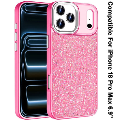 Phone Case for Apple iPhone 18 Pro Max Crystal Glass Bling Diamond Metallic Edge Shockproof Durable Protective Clear Hybrid Stylish Premium Design Cover