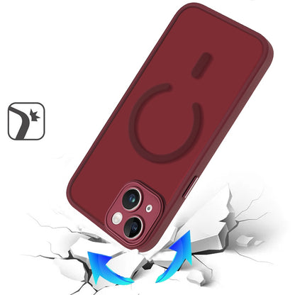Phone Case for iPhone 15 Matte Frosted Magnetic Back Hybrid Hard PC Soft TPU Camera Protection Slim Shock Absorbing Anti Fingerprint Cover