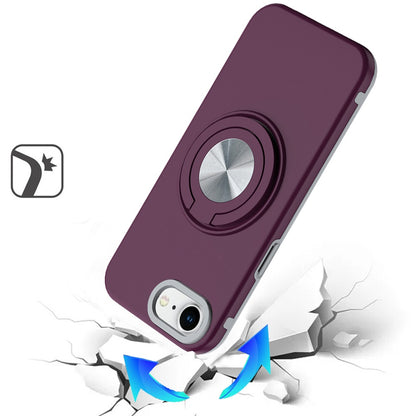 Shockproof Magnetic Ring Stand Rotating CarMount Hybrid Metal Matte Finish AntiSlip Grip Kickstand
