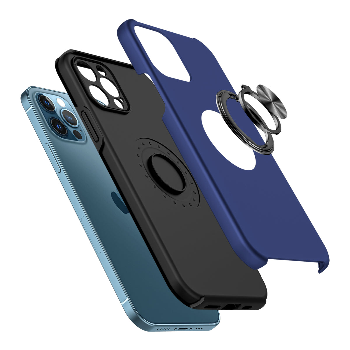 Phone Case for Apple iPhone SE 3 (2022) SE/8/7 Invisible Ring Stand Shockproof Anti Slip Durable Grip Protective Hybrid Fit Magnetic Car Mount Holder Cover Blue