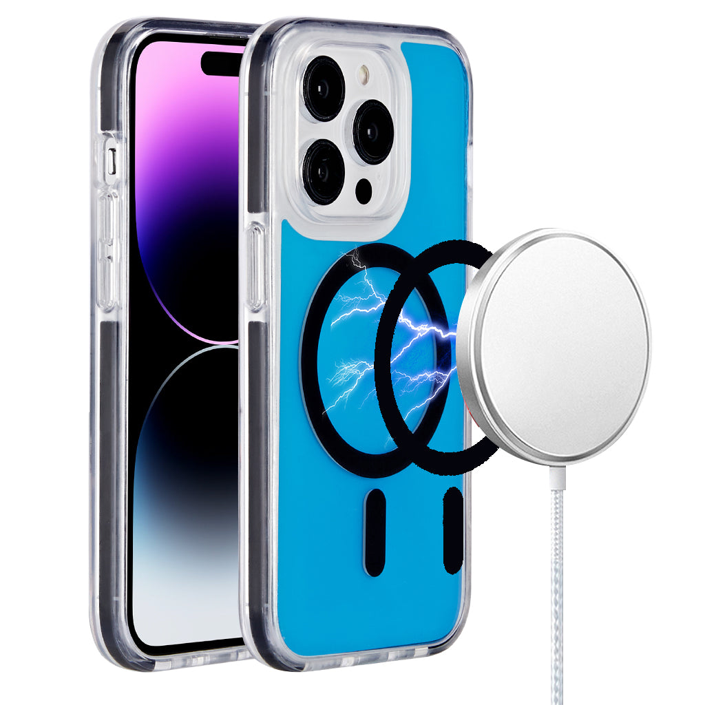 For iPhone 15 Pro (6.1") Design Pattern IMD Magnetic Hybrid Shockproof Protection Durable Secure Grip Slim Fashion Case Cover Space Silver Pattern