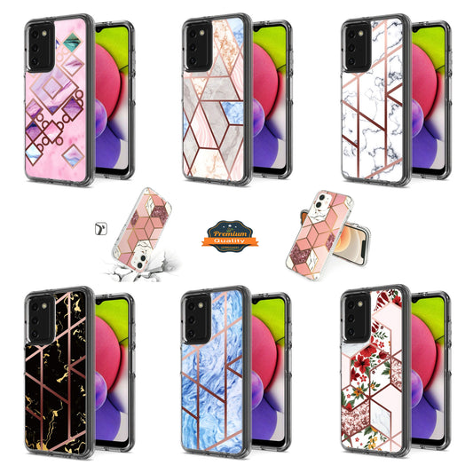 For Apple iPhone 15 Pro (6.1") Stylish Hybrid Fashion Marble Trendy Design Hard Back PC Shockproof TPU Protective  Phone Case Cover